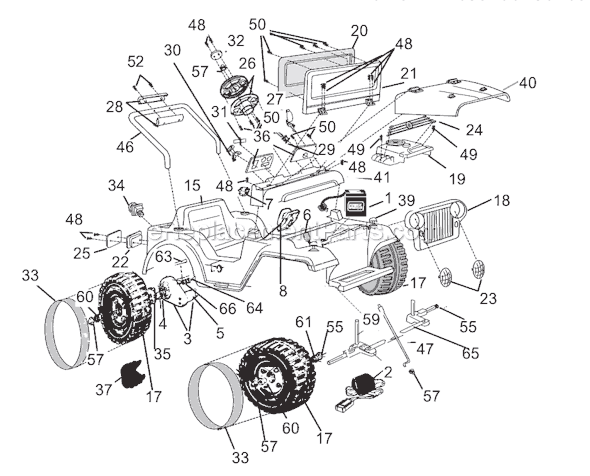 Page A Diagram and Parts List for C0729  Power Wheels Ride-On Cars